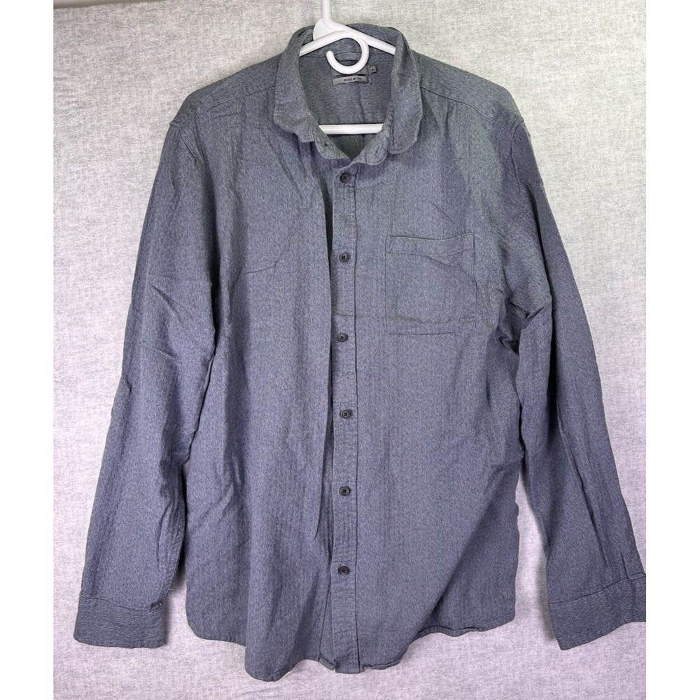 Tu Man Cotton Chambray Button Up Long Sleeve Dress Shirt Blue Size XL Regular